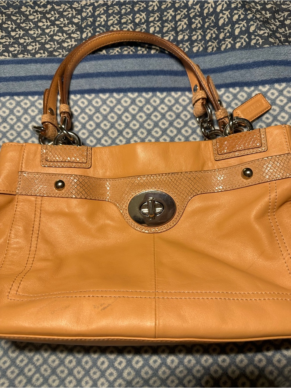 Coach Leather Shoulder Bag in Camel Tan